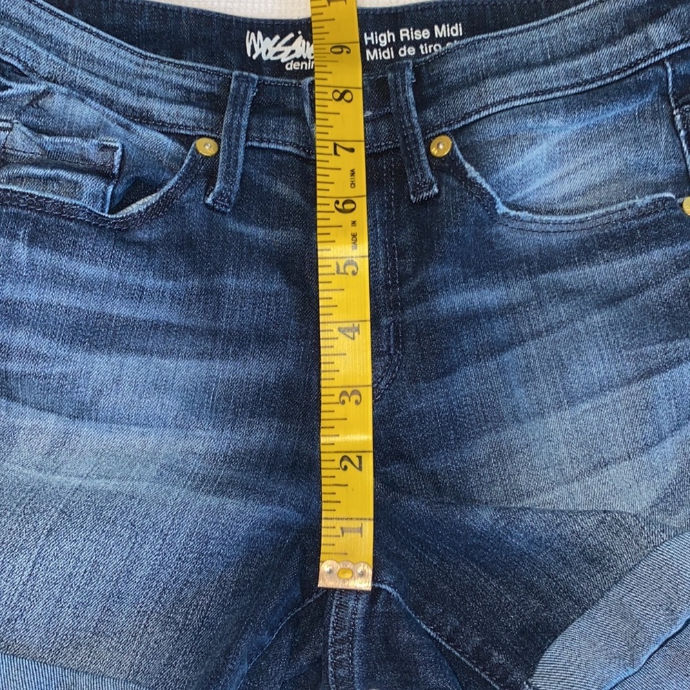 Mossimo High Rise Midi Jeans Shorts Size 0 25 Waist Dark Wash - Picture 8 of 11